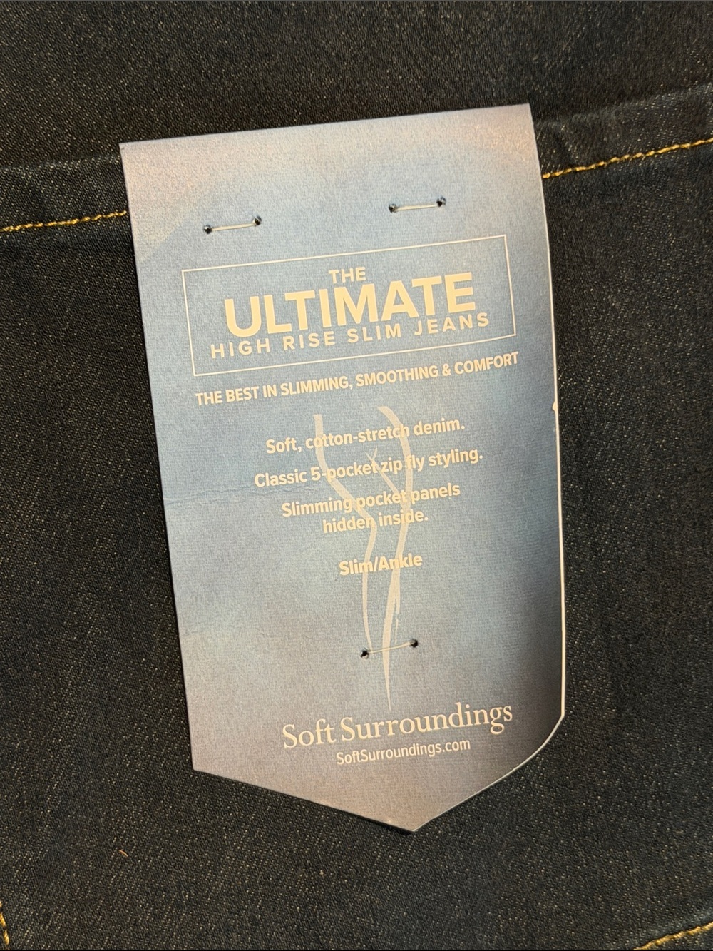 Soft Surroundings Slim High-Rise Jeans in Dark Blue